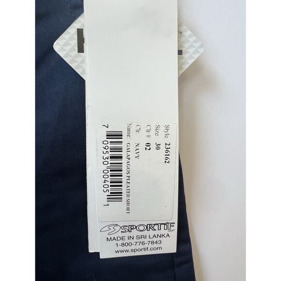 Sportif Men’s Galapagos Pleated Shorts Blue/Pockets/Belt Loops Size 30 NWT - Picture 4 of 5